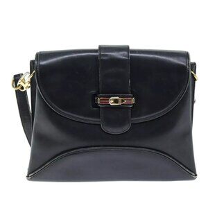 GUCCI Shoulder Bag Leather Black Auth